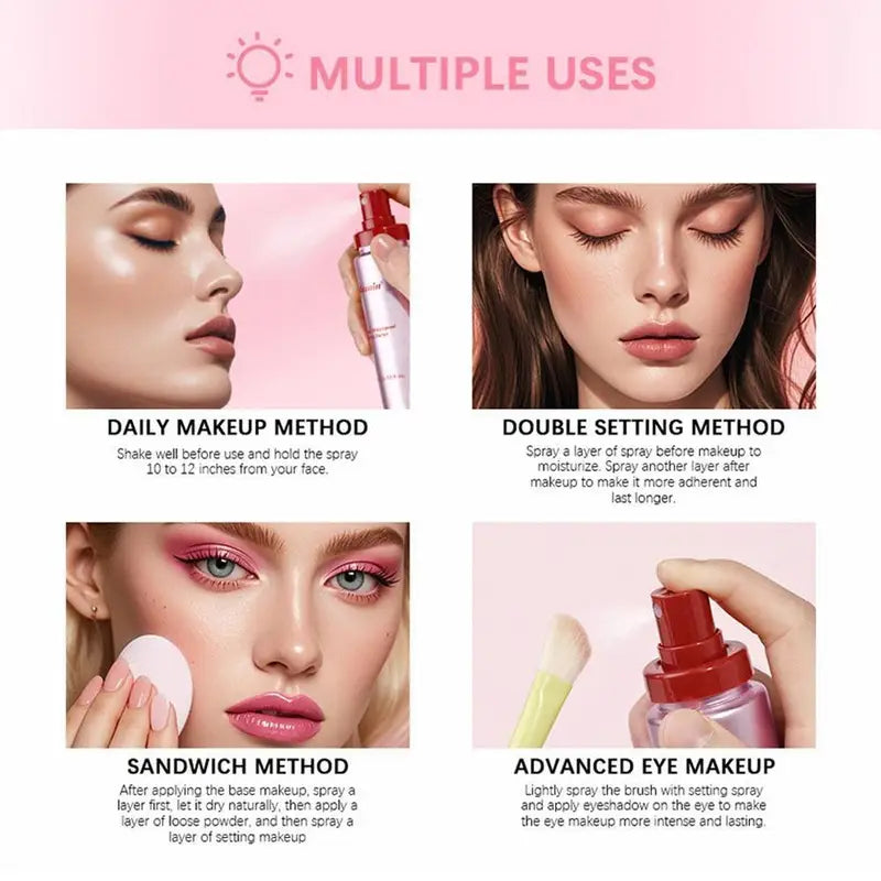 6 Color Matte Setting Powder with Oil Control & Honey Moisturizing 143ml Waterproof Spray