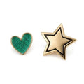 Harlequin Circus Brooch Earrings Set - Heart-Shaped Star Irregular Jewelry