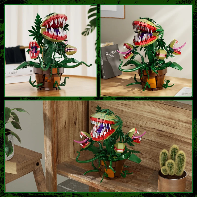 Piranha Plant Audrey II Building Blocks Set - Horror Flower Shop Decor, Halloween & Christmas Gift, 629 Pieces