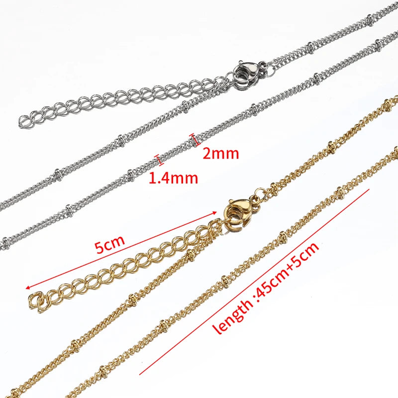 5pcs Stainless Steel Bead Chain Necklace Chains for DIY Jewelry Making