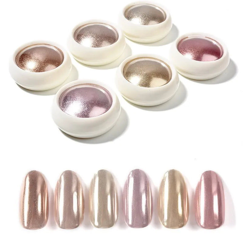 6 Pcs Mirror Chrome Effect Metallic Dust for Nails Baby Pink Gold Silver Glitter Powder