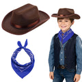 Kids Cowgirl Costume Western Hat and Bandana Set - Role Play Accessories for Halloween