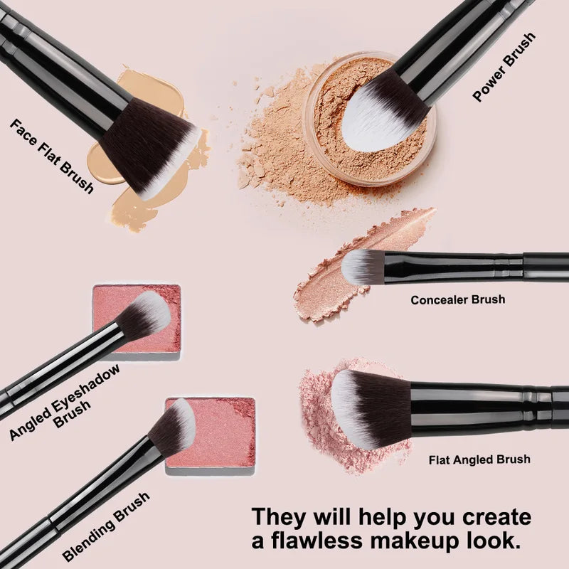 14-Piece Makeup Brush Set with Fluffy Foundation Blush Eyeshadow Blending Tools - Multiple Handle Colors