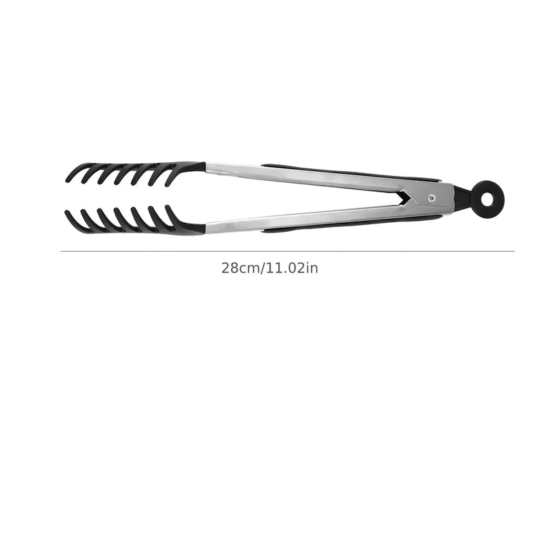 10-Inch Stainless Steel Long-Handled Food Tongs for Pasta Salad Grilling