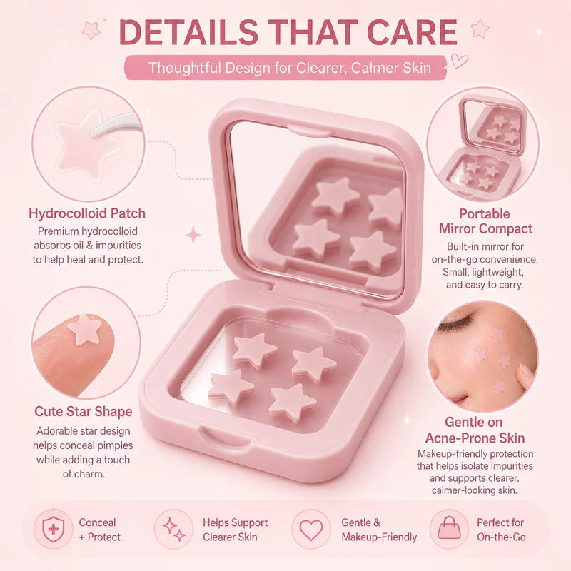 Hydrocolloid Acne Patches for Face - Makeup Friendly, Blemish Cover Stickers, Portable Zit Patches