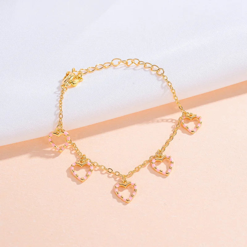 Kids Heart Charms Bracelet for Girls Toddler Baby Gift Chic Lovely Accessory