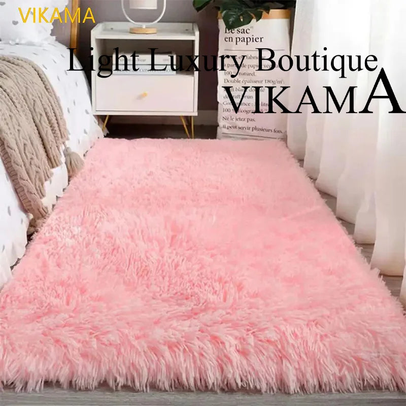 Modern Wind Silk Wool Rug - Fluffy, Durable, Machine Washable Bedroom and Living Room Floor Mat