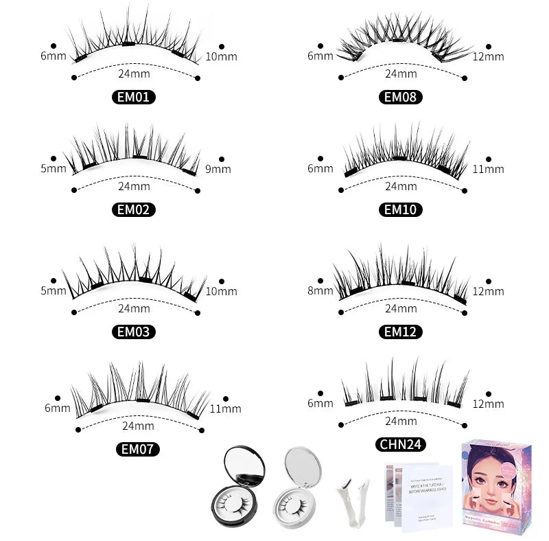 Magnetic False Eyelashes Set - Natural Look, Glue-Free, Easy to Wear