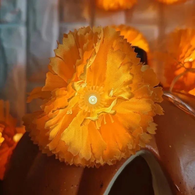 LED String Lights for Halloween Outdoor Party Decorations Marigold Garland Battery Powered