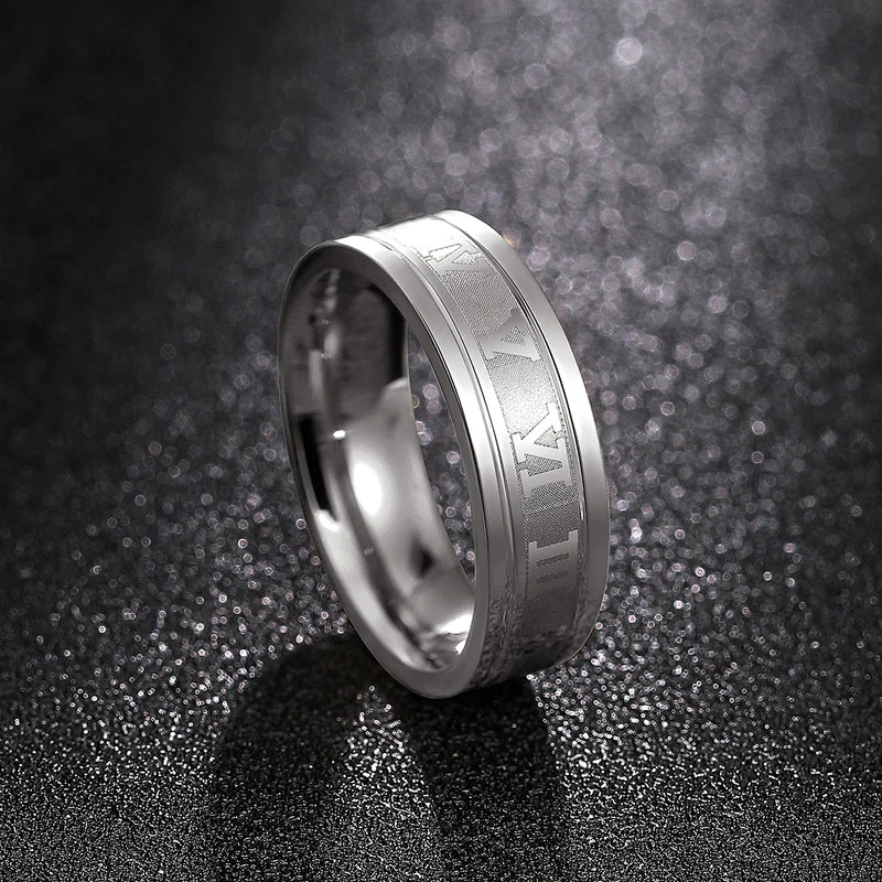 Vintage Roman Numerals Men Ring - Stainless Steel Temperament Jewelry Gift