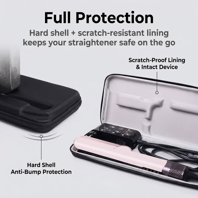 Hard Shell Travel Storage Bag for Hair Straightener, Compact & Protective