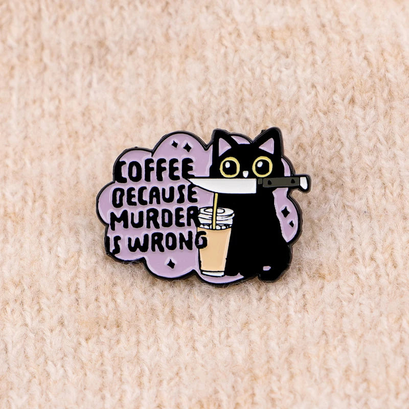 Black Cat Enamel Pin Lapel Badge for Bags & Clothing - Halloween Gift