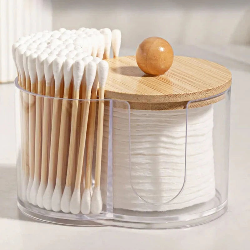 Small Cotton Pad & Swab Dispenser - Bathroom Storage Organizer with Lid