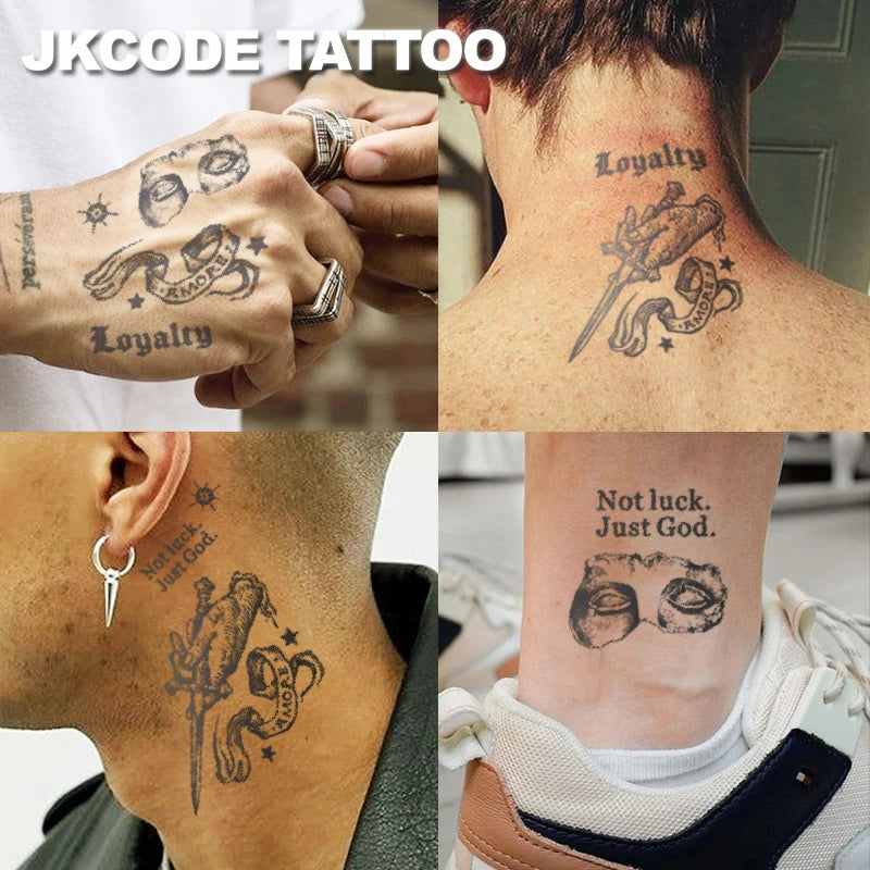 Waterproof Temporary Tattoo Stickers Gothic Mysterious Mask Design Long-Lasting
