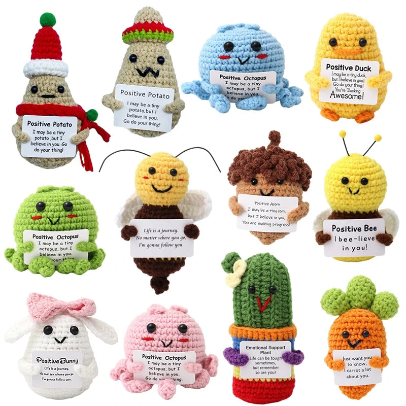 Crochet Animal Ornament Set - Woven Cartoon Decor for Room and Desk