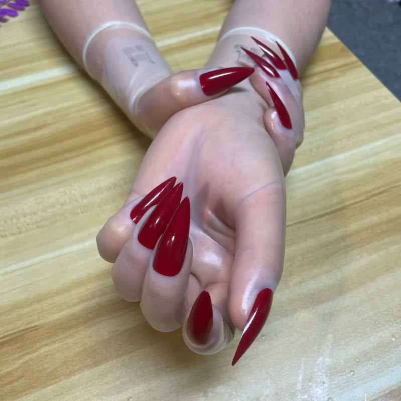 Latex Gloves with Nails - Cross Dressing Costume Accessory for Men & Women
