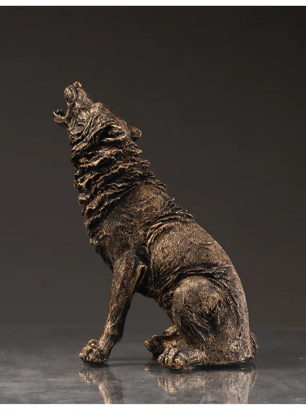 Roaring Wolf Resin Figurine - Animal Model Home Decor Ornament