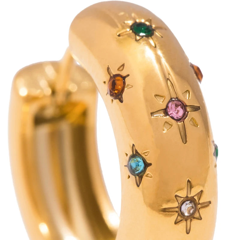 Elegant Zircon Hoop Earrings for Women in Gold, Silver & Rhodium Finishes