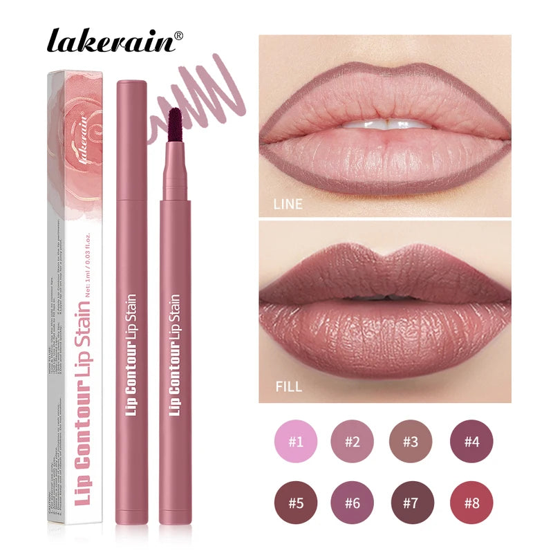 Long-Lasting Lip Contour Lip Stain & Lip Liner Pencil - Waterproof & Smudge-Proof, Dual-Sided Design, Multiple Colors
