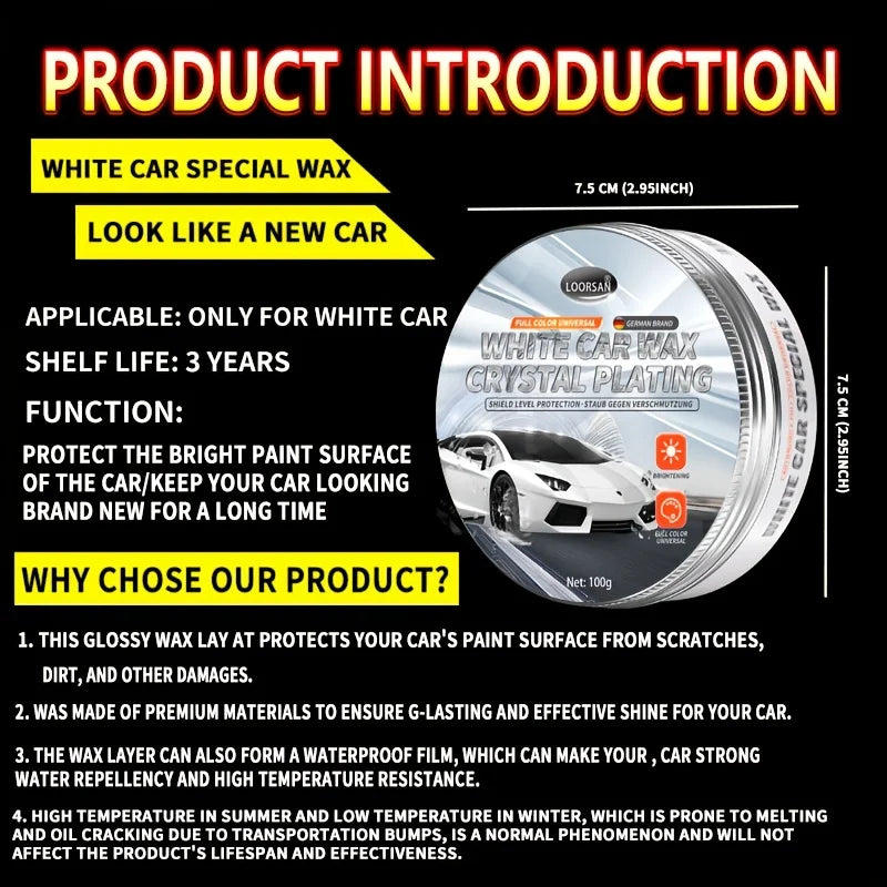 White Car Wax Polisher Waterproof Paint Protection for White Vehicles