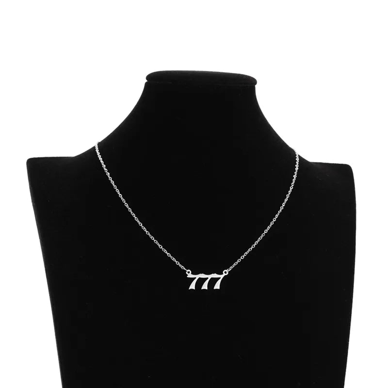Statement Angel Number 7 Gold Pendant Necklace for Women Summer Fashion Jewelry
