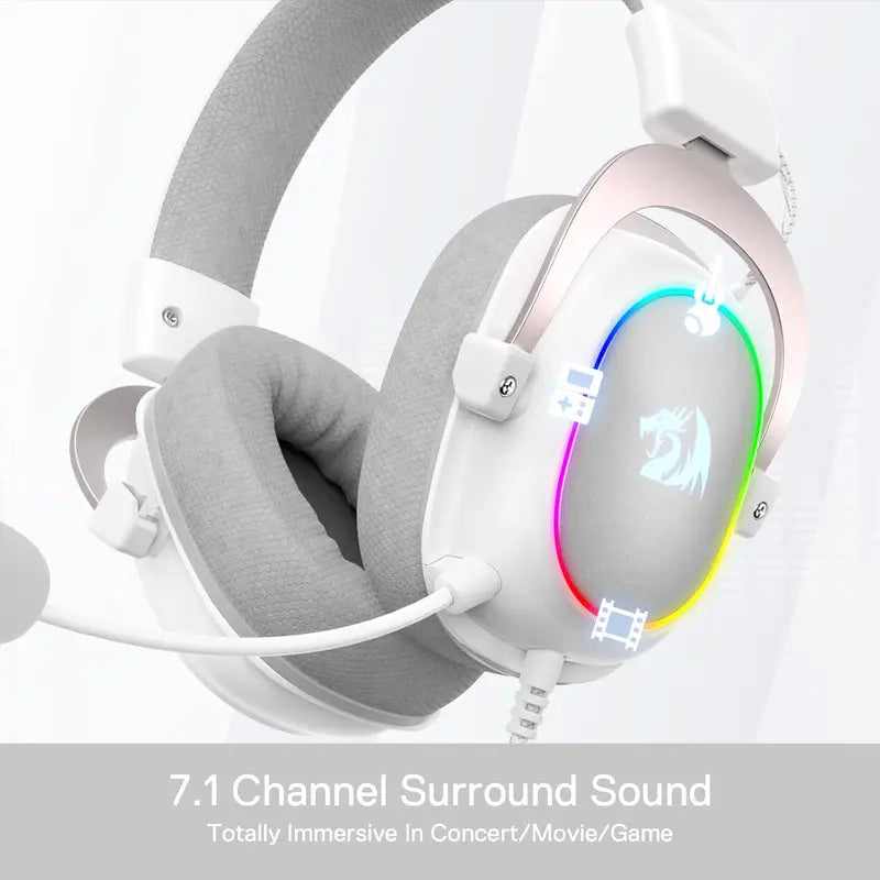 Gaming Headset RGB Backlit Wired 7.1 Surround Sound Over-Ear Headphones