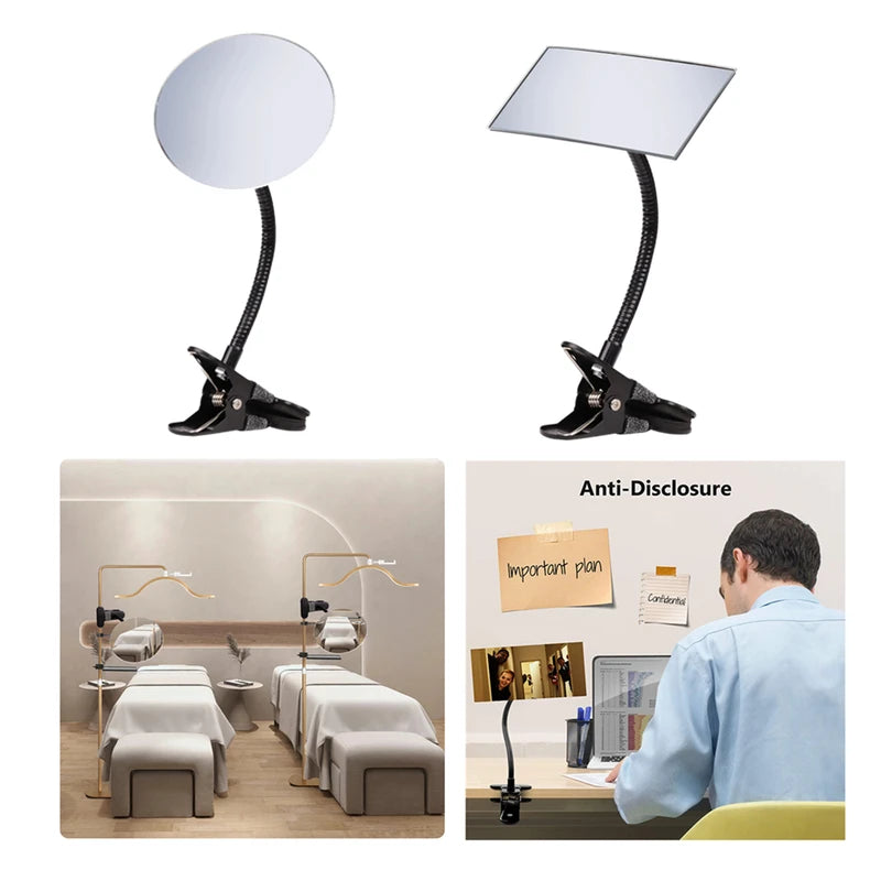 Adjustable Clip-On Mirror with 360° Rotation for Office, Salon & Desk