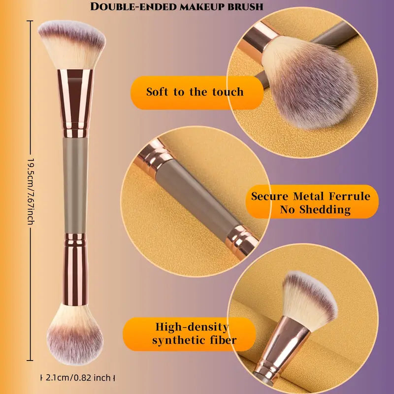 Double-Ended Makeup Brush Set for Liquid Powder and Cream Blending – 2 Pieces