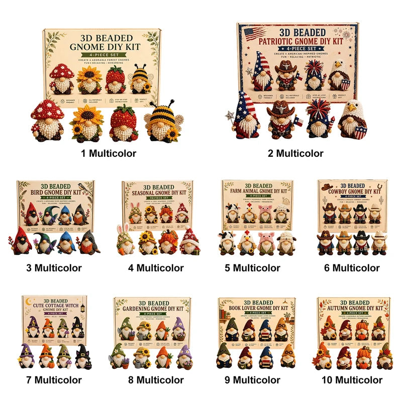 DIY Beaded Gnome Kit with Full Materials & Instructions - Multi-Purpose Craft Kit