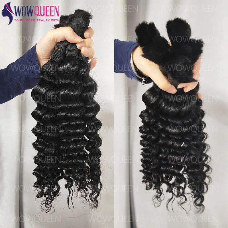 Deep Wave Human Hair Braiding Extensions Bulk 50g/100g for Braiding