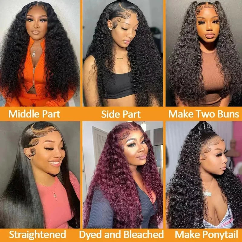 Deep Wave 13x6 5x5 Lace Front Human Hair Wig with 200% Density - Pre-Plucked Full Lace Frontal for Black Women