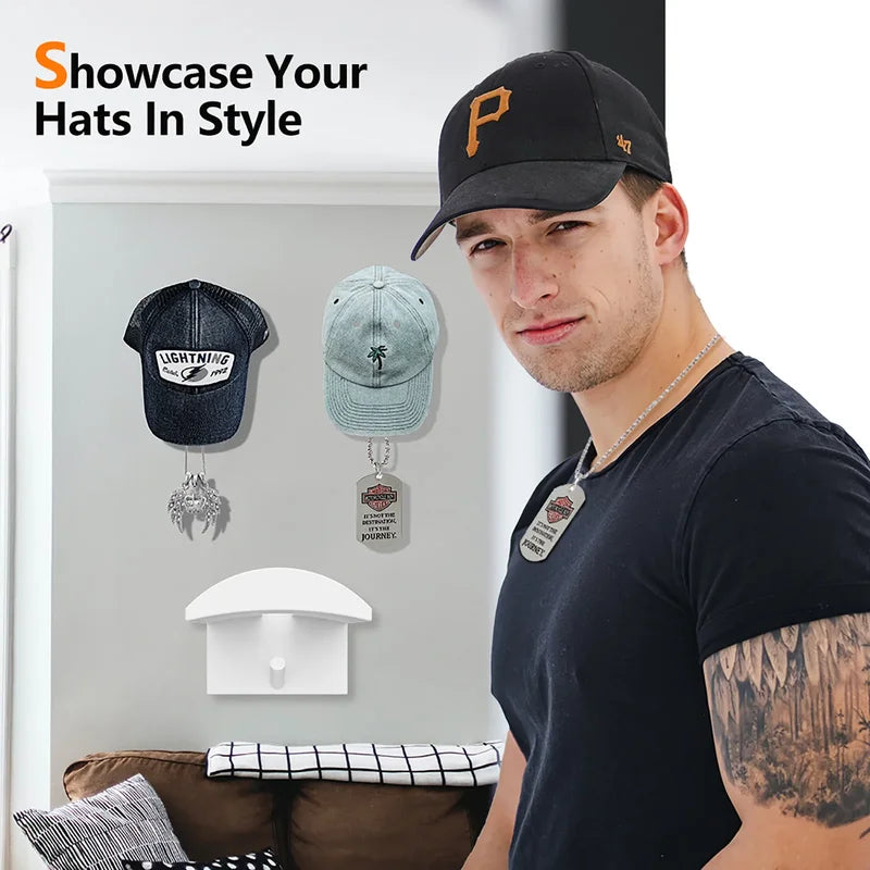 Wall Mounted Baseball Cap Hooks No Trace Storage Rack for Hats and Accessories