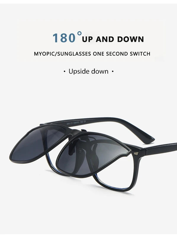 Polarized Clip-On Sunglasses for Men Car Drivers Night Vision Anti Glare Vintage Square