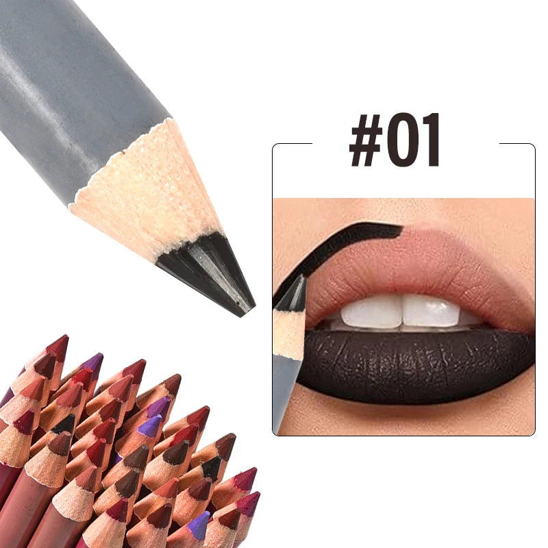 Waterproof Matte Lip Liner Pencil - Long Lasting, Non-Stick Cup, 28 Colors for Women