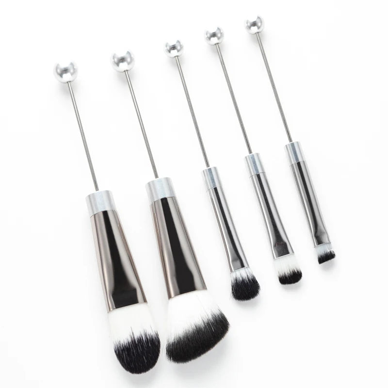 DIY Makeup Brush Set with Metal Handles - Multi-functional Powder Eye Shadow Blusher Brushes for Girls