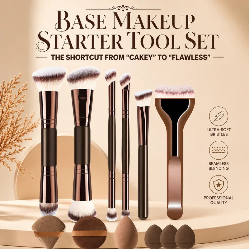 12-Piece Makeup Brush Set with Sponges for Foundation, Powder & Eyeshadow - Versatile & High-Quality
