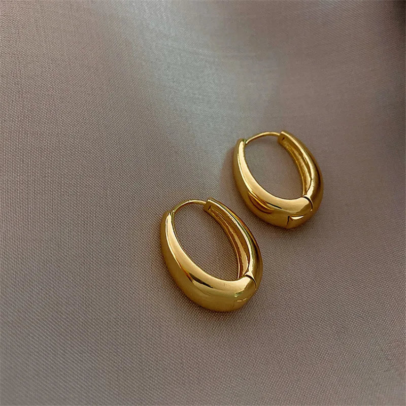 Fashion Metal Drop Earrings for Women Vintage Hoop Jewelry Trend 2024