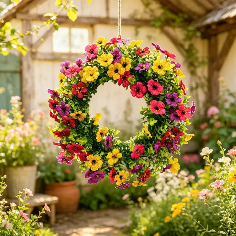 Violet Eucalyptus Wreath Spring Summer Holiday Door Decor Home Ornament