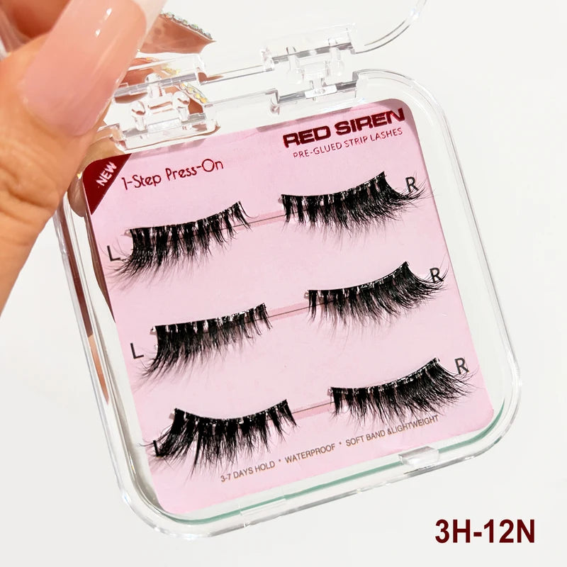 Self Adhesive False Eyelashes 3 Pairs Natural Look Long Lasting Cat Eye Makeup