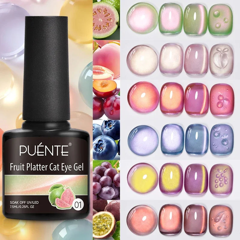 Magnetic Gel Nail Polish Set 7.5ML Summer Fruit Series Cat Eye UV Polish