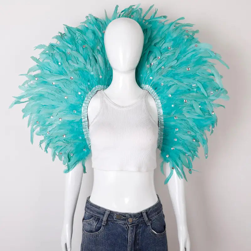 Elegant Women's Feather Shawl for Halloween Masquerade Party Cosplay Accessories