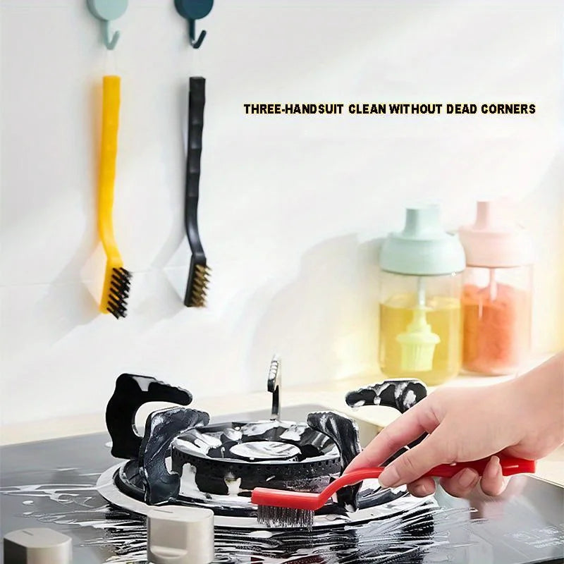 Kitchen Cleaning Brush Set with Gas Stove Scraper and Wire Brushes - Oil & Dirt Removal