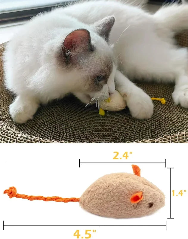 Interactive Catnip Mouse Toys Pack - Soft Plush Feline Playthings for Indoor Cats