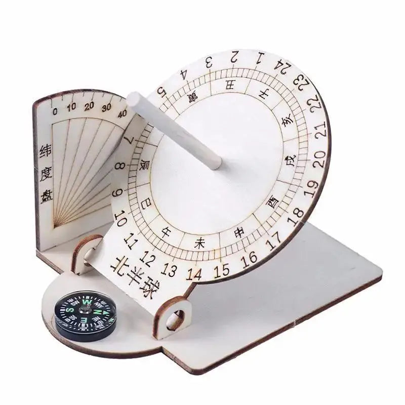 Wooden Equatorial Sundial DIY Kit Educational Science Toy for Kids