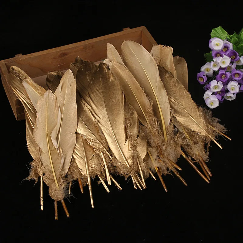 Golden Goose Feathers for Crafts & Decorations 15-20cm - 50/100pcs