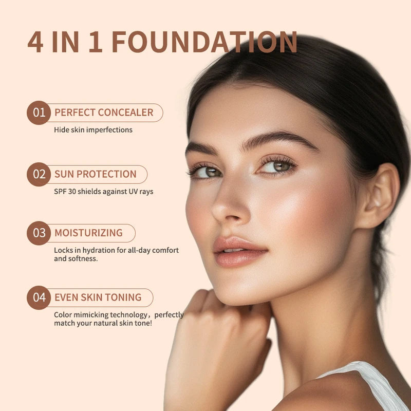 4-in-1 Foundation with SPF30, Concealer & Moisturizer - Brighten Skin