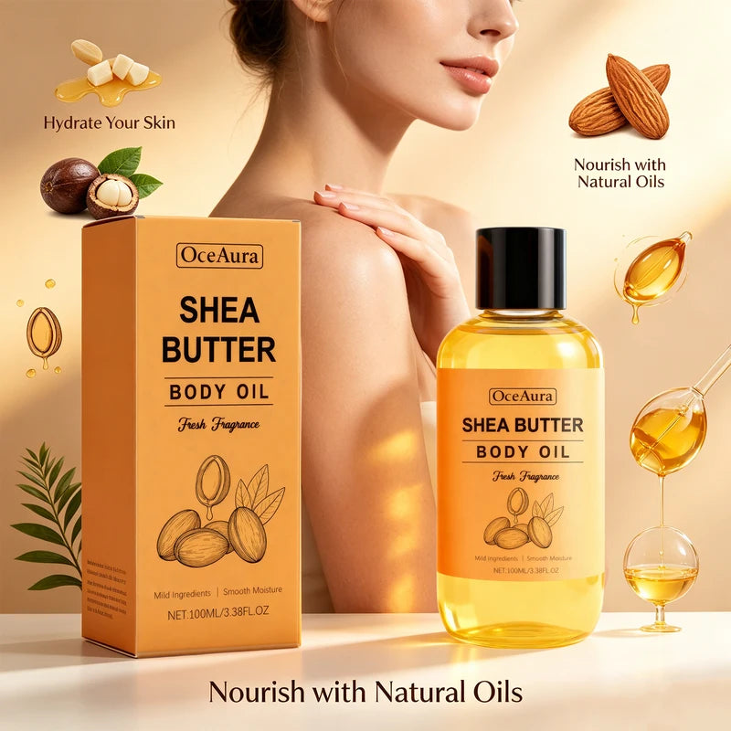Shea Butter Body Oil for Dry Skin Nourishing Hydration 100ml - Fast Absorbing Moisturizer