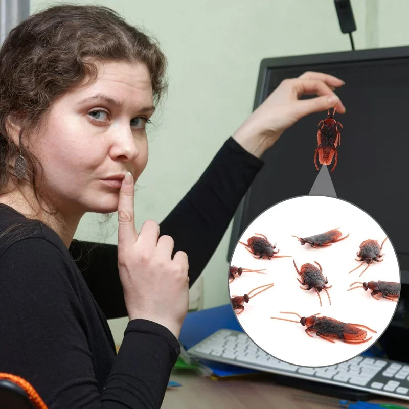 50PCS Halloween Plastic Cockroach Joke Props - Rubber Bug Gags for Pranks