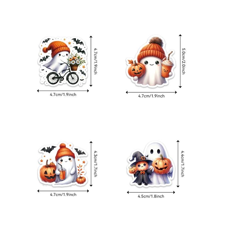 50PCS Halloween Pumpkin Ghost Stickers for Junk Journals Phone Laptops Water Bottles Scrapbooking