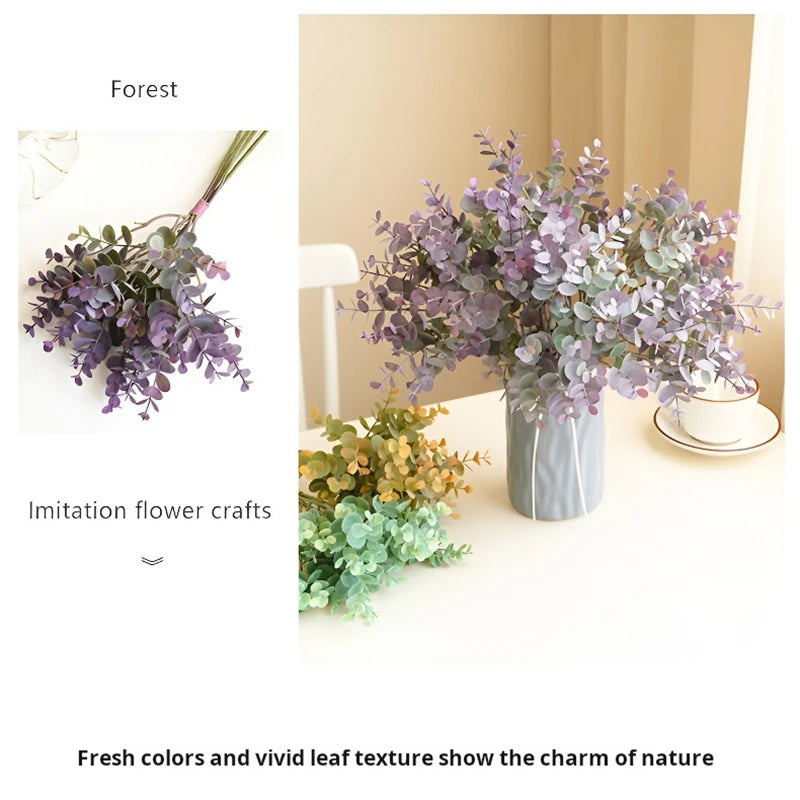 Artificial Eucalyptus Flower Bouquet for Home & Wedding Decor - Fake Plant Arrangement